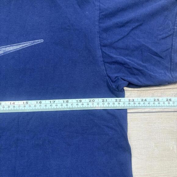 Vintage 90s Nike Swoosh Logo T-Shirt Navy Blue Men size Large Y2K Relxed Summer - Picture 5 of 6